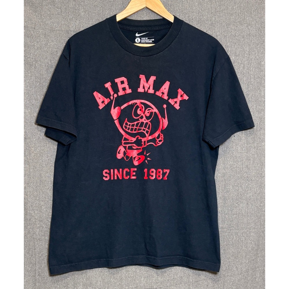 Nike Air Max Since 1987 Graphic T-Shirt Mens Large Black Red Loose Fit Cotton